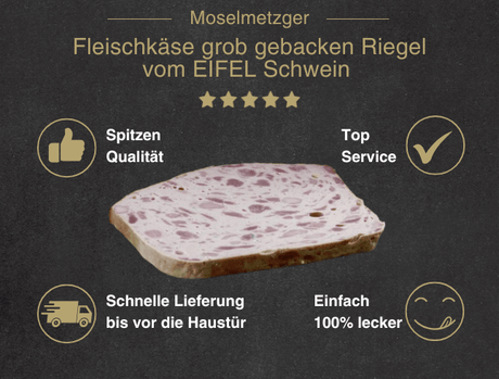 Fleischkäse grob gebacken Riegel vom EIFEL Schwein