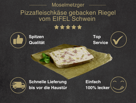 Pizzafleischkäse gebacken Riegel vom EIFEL Schwein